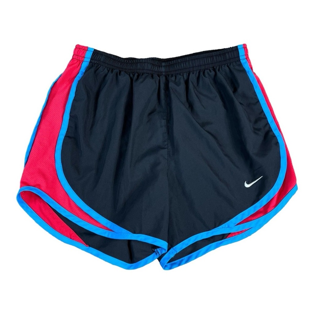 Nike Women's Black Tempo Dri-Fit Athletic Shorts with Pink Panels & Blue Trim
